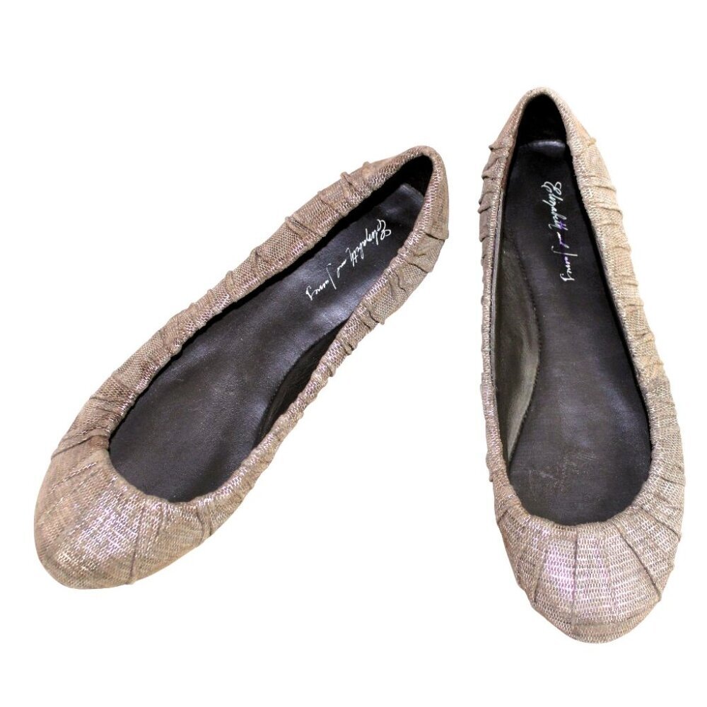 Elizabeth and James Metallic Ballet Flats Boho Chic Silver Slip On Shoe Size 5.5 - Picture 8 of 10